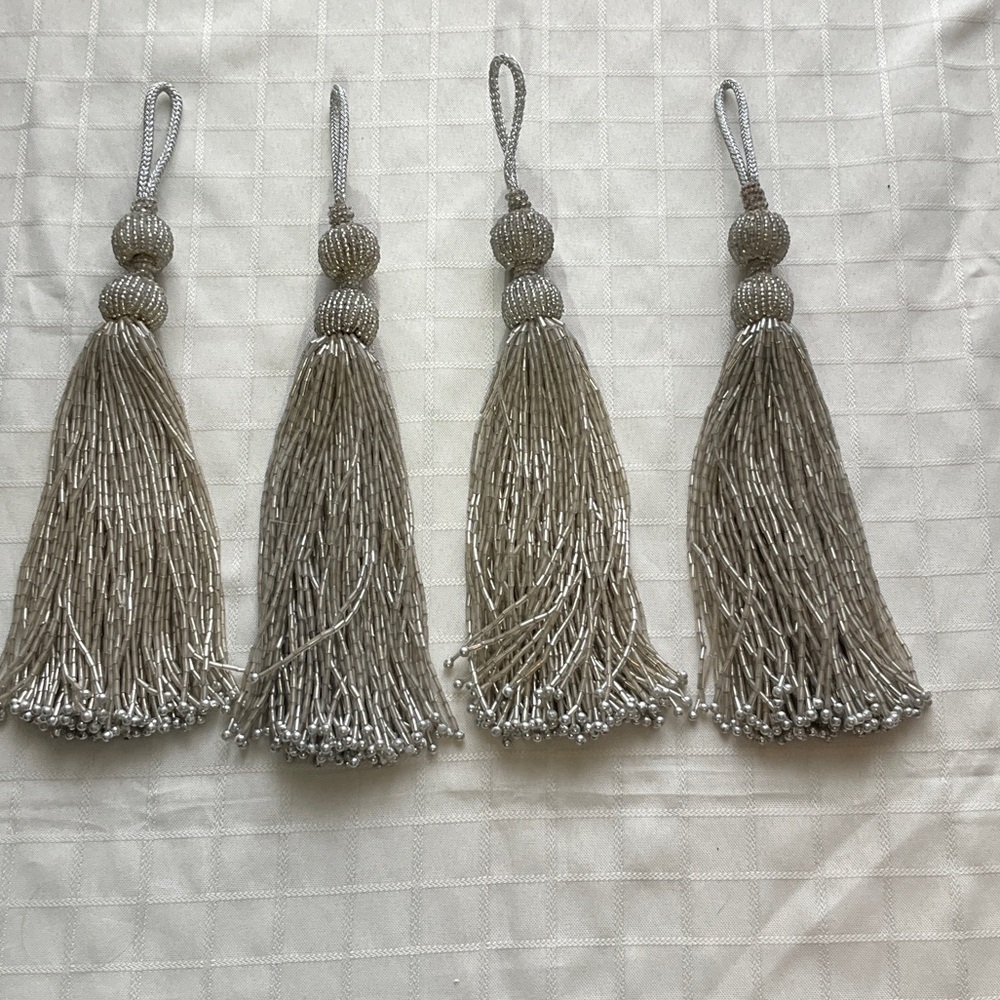 Elegant Silver Tassel Set